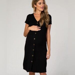 PinkBlush black button down maternity and nursing dress